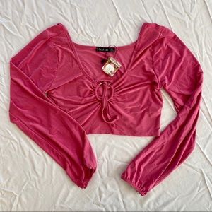 boohoo silky pink top